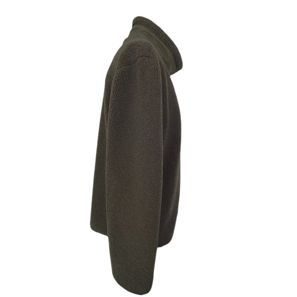Naadam Mens Fleece Sherpa Zip Up Jacket Dark Olive Green XL NWOT
